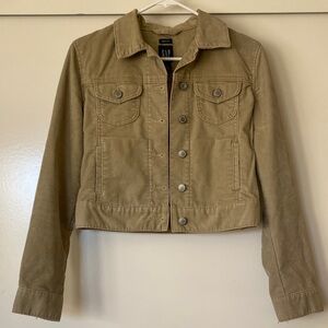 GAP Women's Khaki corduroy cropped Jacket